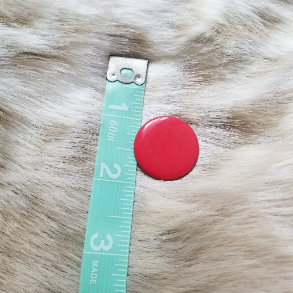 Vintage Mod Minimalist Red Enamel Button Earrings - image 3